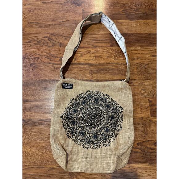Rice Love Artist Series Mandala Crossbody Bag – Boho Chic Fair Trade Style - Picture 1 of 10